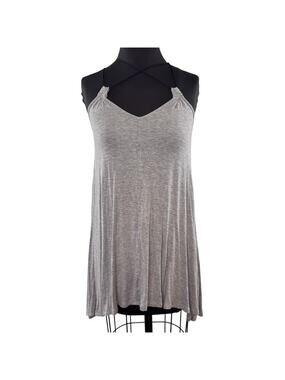 Bella Luxx Heather Gray Top Stretch Halter Neck Sleeveless Pullover Size Small S